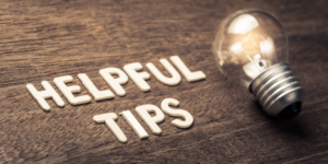 The word Helpful Tips next to a light bulb